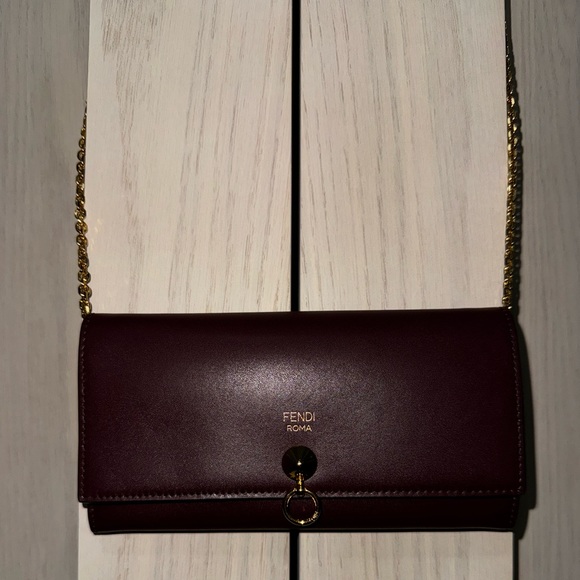 FENDI Burgandy By The Way Wallet On A Chain - Picture 5 of 13